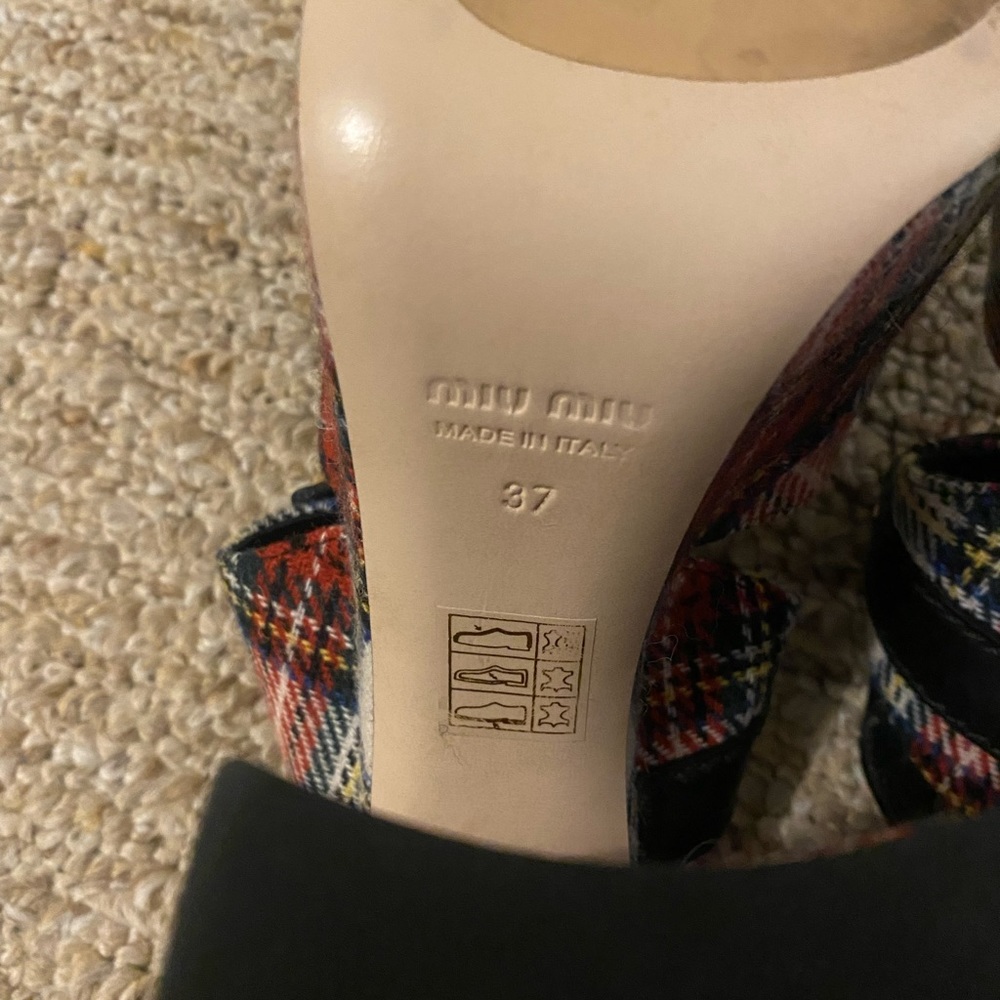 Miu Miu Tartan Platform Sandals - Picture 3 of 8